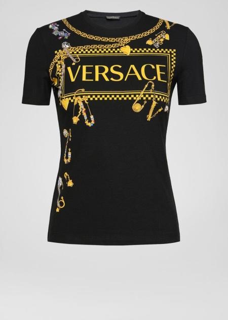 Versace Safety Pin Logo T-shirt Dam - 419325BZW